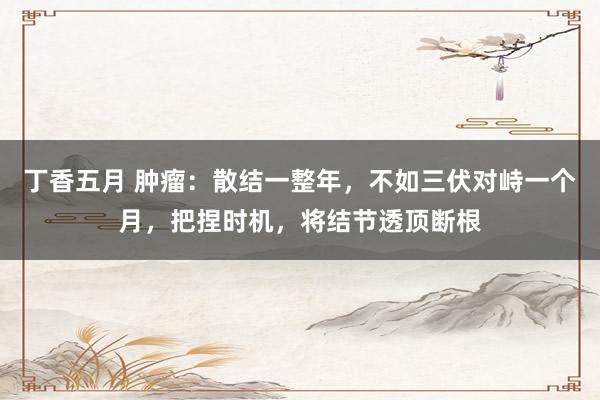 丁香五月 肿瘤：散结一整年，不如三伏对峙一个月，把捏时机，将结节透顶断根