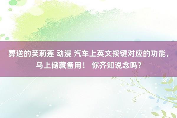 葬送的芙莉莲 动漫 汽车上英文按键对应的功能，马上储藏备用！ 你齐知说念吗？